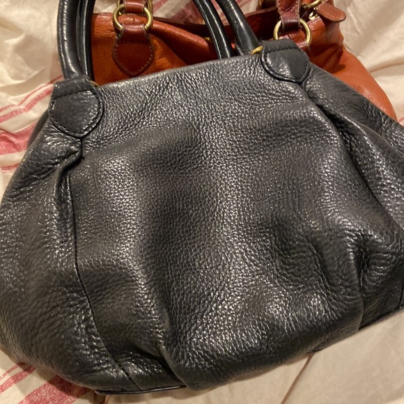 2 j.crew leather purses. 1 black 1 rust pebbled leather - Picture 2 of 8